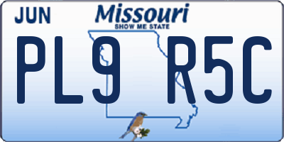 MO license plate PL9R5C