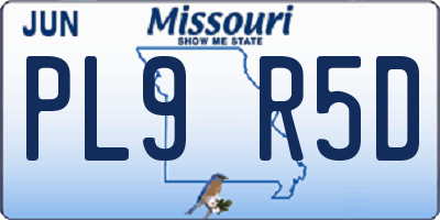 MO license plate PL9R5D