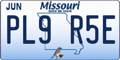 MO license plate PL9R5E