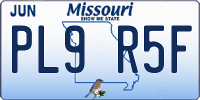 MO license plate PL9R5F