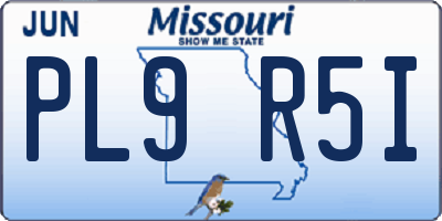 MO license plate PL9R5I