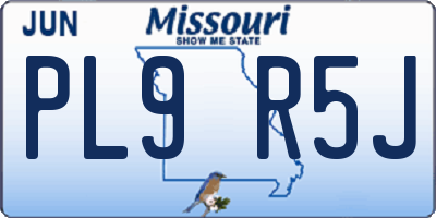 MO license plate PL9R5J