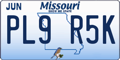 MO license plate PL9R5K