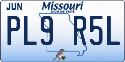 MO license plate PL9R5L