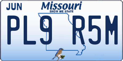 MO license plate PL9R5M