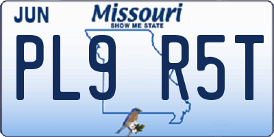 MO license plate PL9R5T