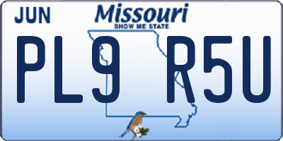 MO license plate PL9R5U