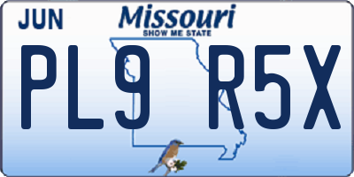 MO license plate PL9R5X