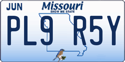 MO license plate PL9R5Y