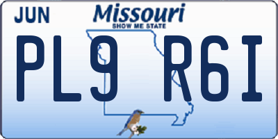 MO license plate PL9R6I