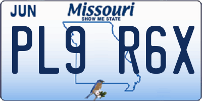 MO license plate PL9R6X