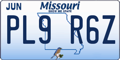 MO license plate PL9R6Z