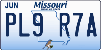 MO license plate PL9R7A