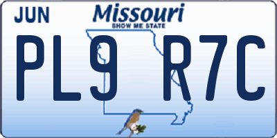 MO license plate PL9R7C