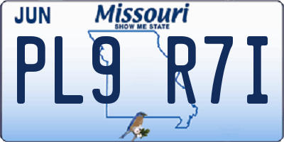 MO license plate PL9R7I
