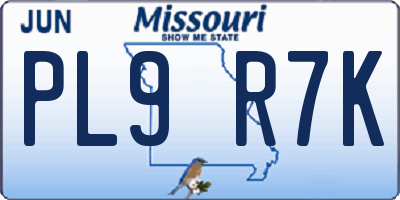 MO license plate PL9R7K