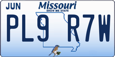 MO license plate PL9R7W