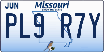 MO license plate PL9R7Y