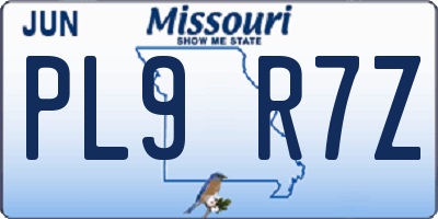MO license plate PL9R7Z