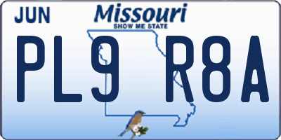 MO license plate PL9R8A