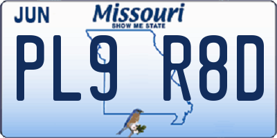 MO license plate PL9R8D