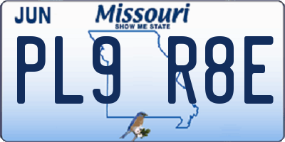 MO license plate PL9R8E