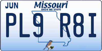 MO license plate PL9R8I