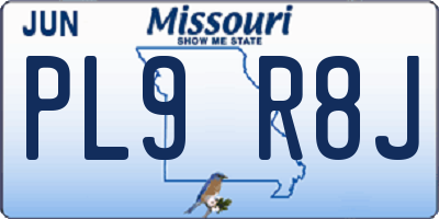 MO license plate PL9R8J