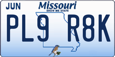 MO license plate PL9R8K