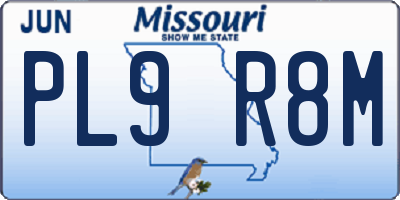 MO license plate PL9R8M