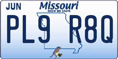 MO license plate PL9R8Q