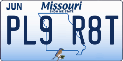 MO license plate PL9R8T