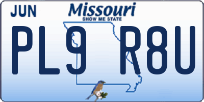 MO license plate PL9R8U