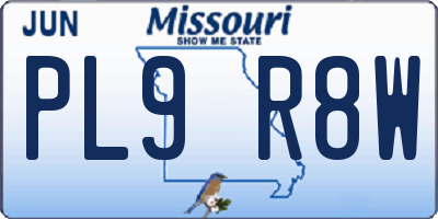 MO license plate PL9R8W