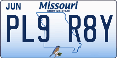 MO license plate PL9R8Y