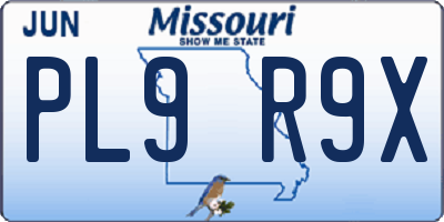 MO license plate PL9R9X
