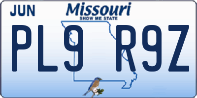 MO license plate PL9R9Z