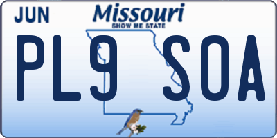 MO license plate PL9S0A