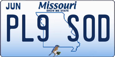 MO license plate PL9S0D