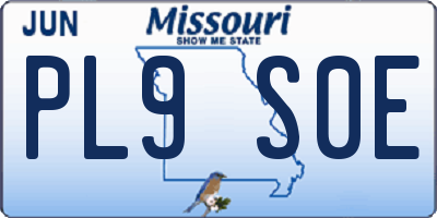 MO license plate PL9S0E