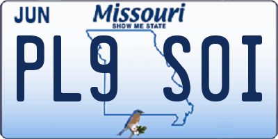 MO license plate PL9S0I