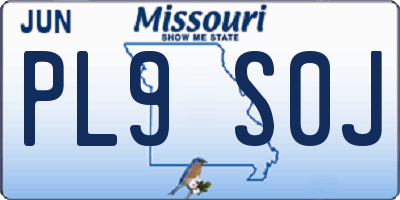 MO license plate PL9S0J