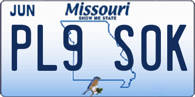 MO license plate PL9S0K