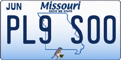 MO license plate PL9S0O