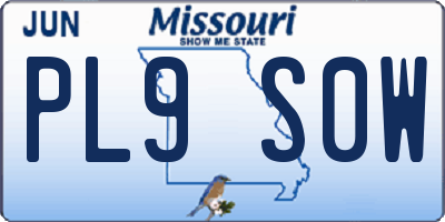 MO license plate PL9S0W