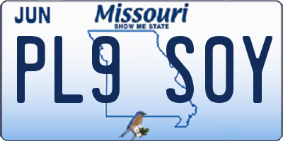 MO license plate PL9S0Y