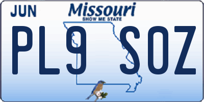 MO license plate PL9S0Z