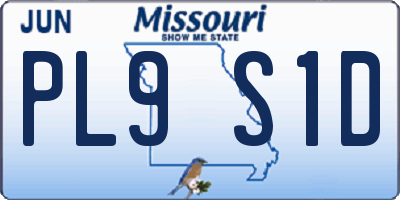 MO license plate PL9S1D