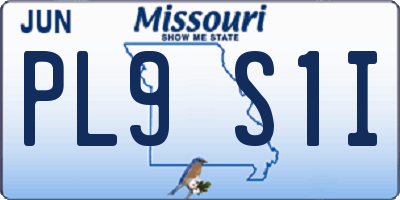 MO license plate PL9S1I