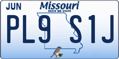 MO license plate PL9S1J